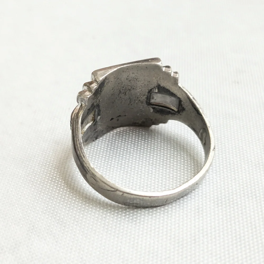 Vintage Sterling Silver Signet Ring Size 11.25 Rectangle Monogramed Antique